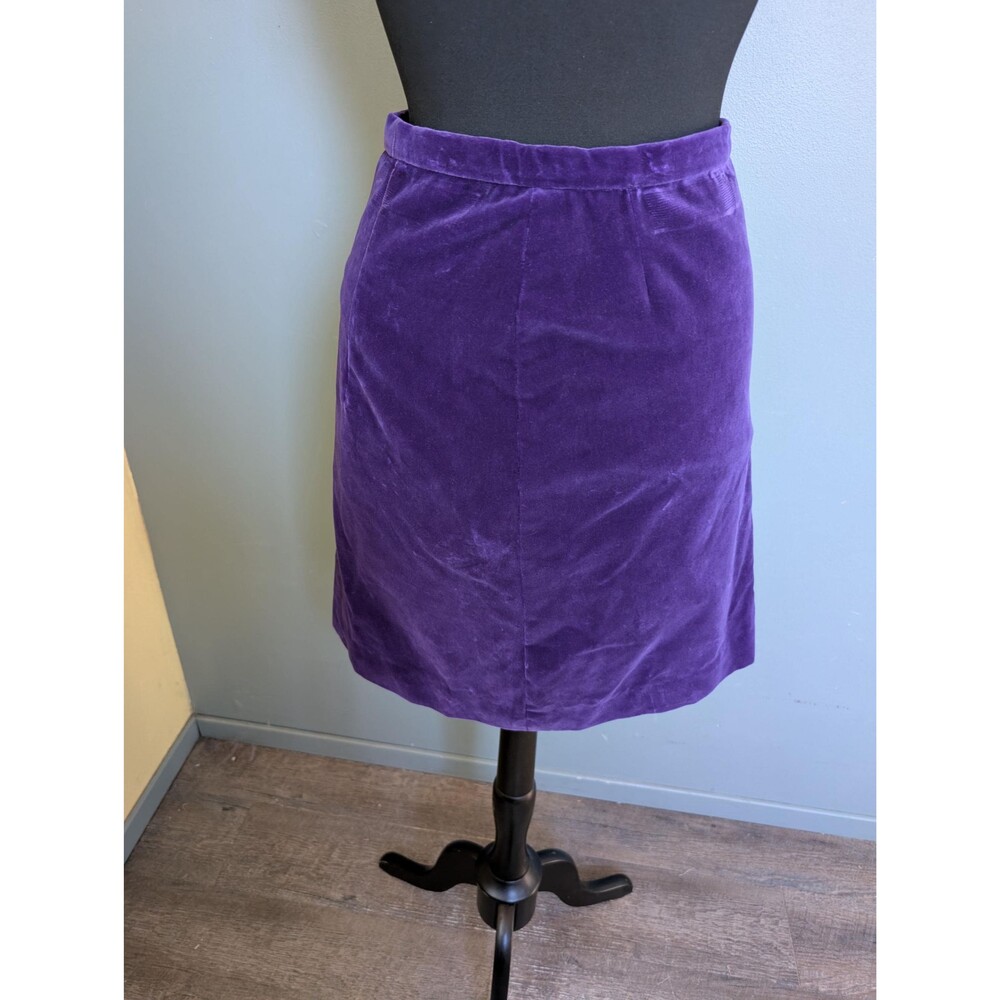 Vintage Royal Purple Velvet Skirt, Soft Midi Skirt Size Medium